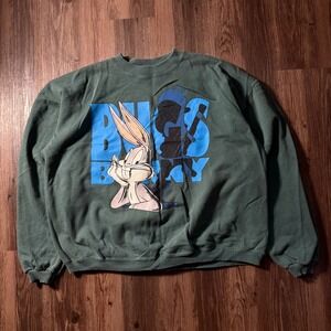 Vintage 1994 Bugs Bunny Crewneck Sweatshirt One Size Warner‎ Bros Green